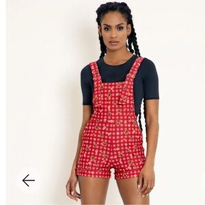 Nook Gingham Short Overalls M Animal Crossing x Blackmilk
